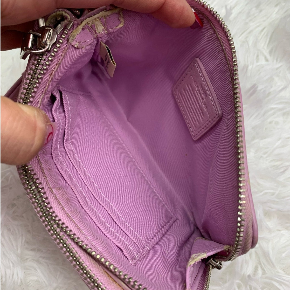 COACH Pink Double Zipper Wristlet