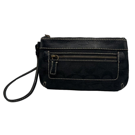 COACH Black Signature Canvas Wristlet