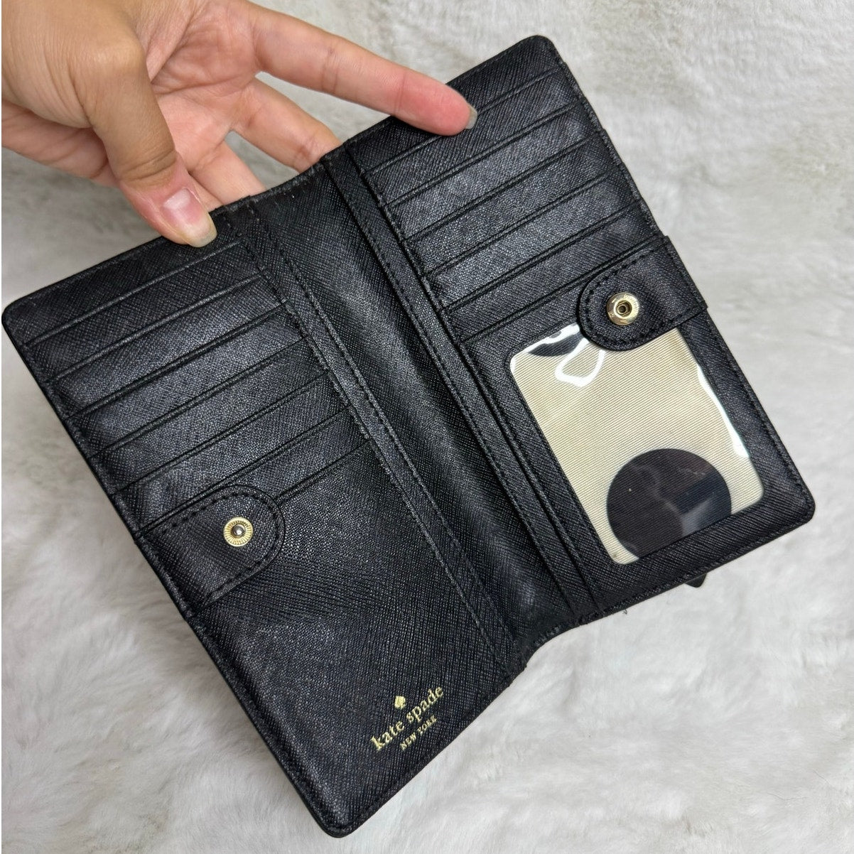 KATE SPADE New York Black Beige Bifold Wallet