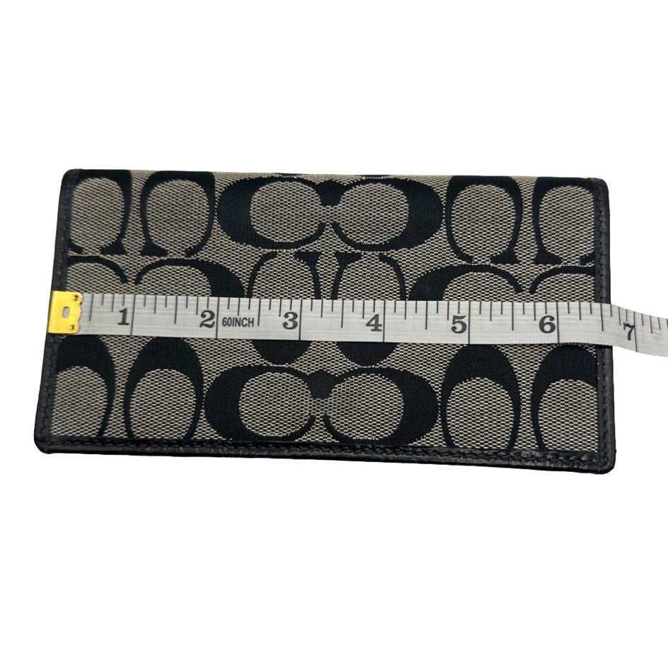 COACH Black and Gray Signature Canvas Checkbook Holder