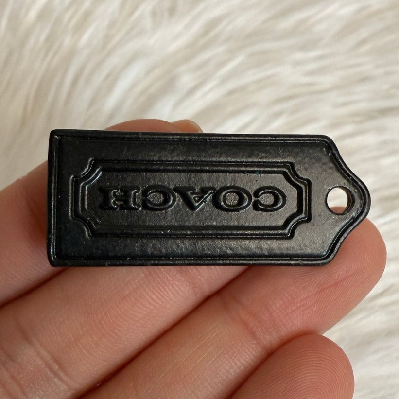 1.5" COACH Black Metal y2k Fob Bag Charm Hang tag Hangtag