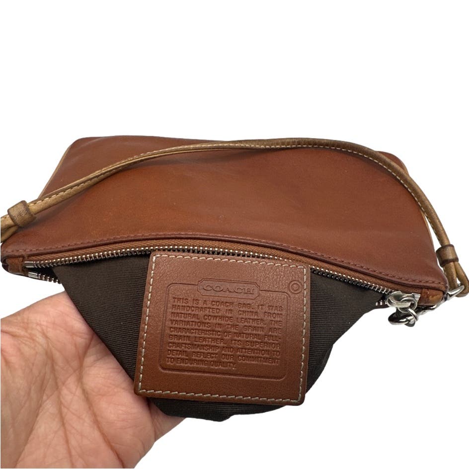 Vintage COACH  Caramel Brown and Tan Wristlet