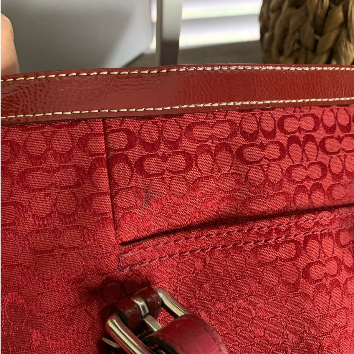 COACH y2k Red Signature Canvas Tote Shoulder Bag