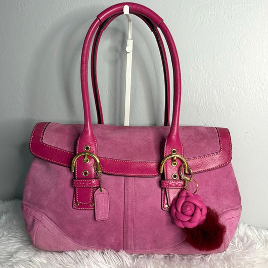 y2k COACH Vintage 2004 Pink Hampton Suede SOHO Flap Satchel