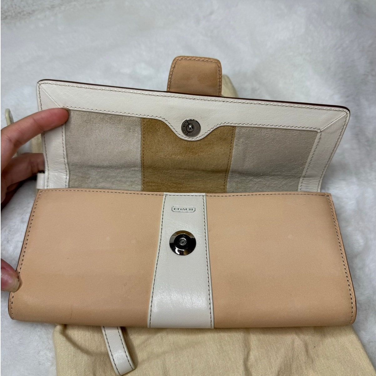 y2k Coach Vintage 2003 SoHo Striped Buckle 6694 Leather Wristlet Wallet
