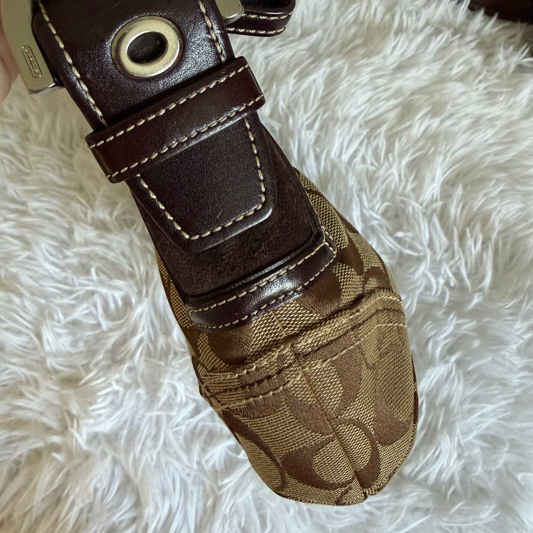 y2k COACH 2006 Brown Signature Hobo Shoulder Bag