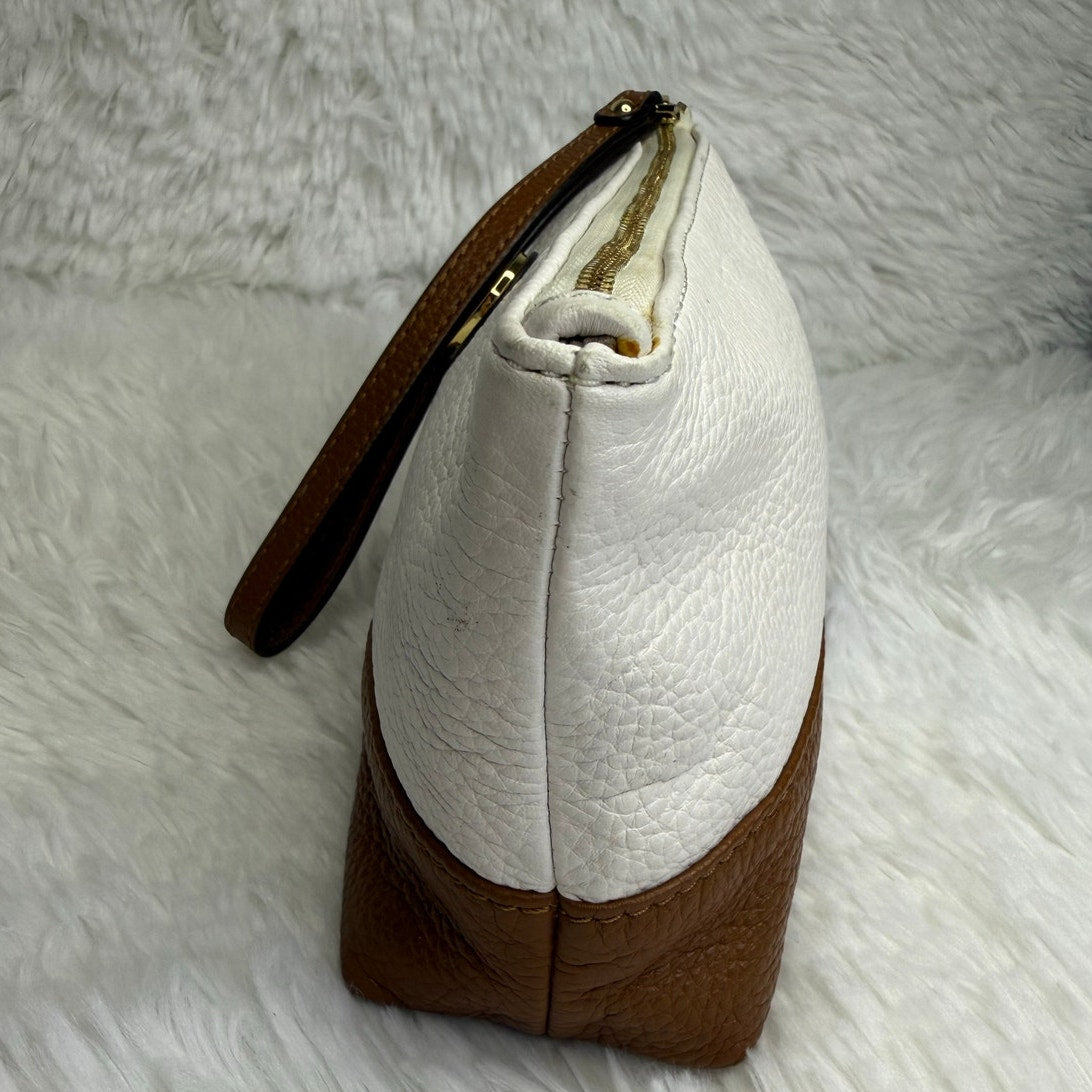 Michael Kors Brown White Cosmetic Case Pouch Wristlet