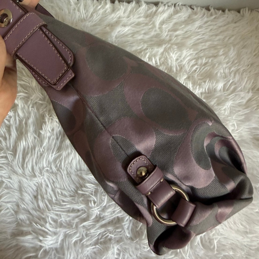 COACH Purple Signature Canvas Duffle Shoulder Bag Crossbody