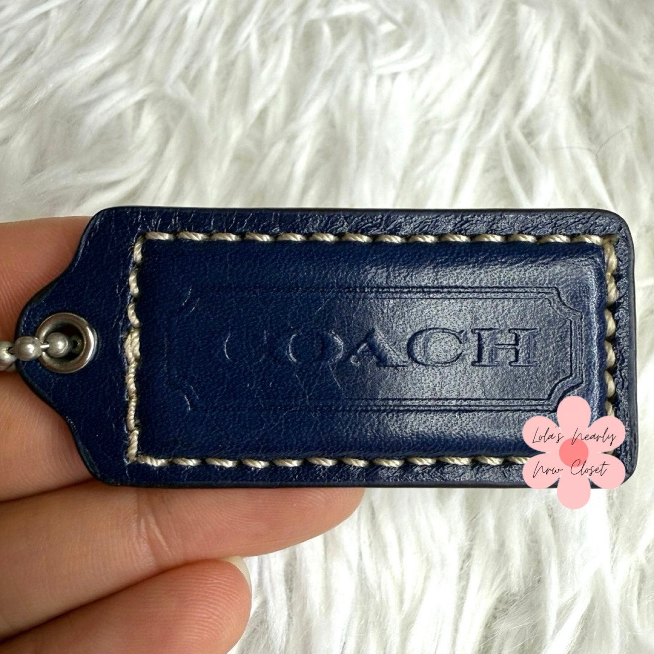 2" COACH Blue Brown Fob Bag Charm Hang tag Hangtag