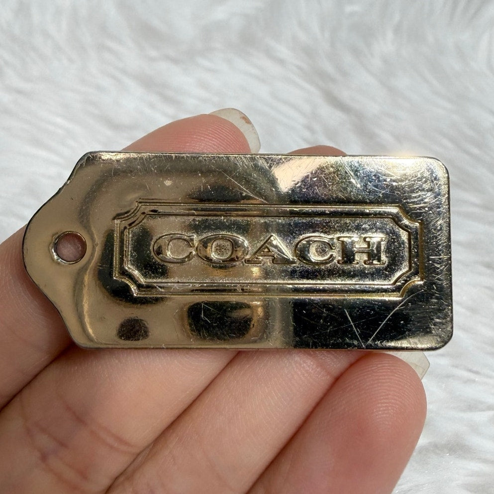 1.5" y2k COACH Gold Metal Fob Bag Charm Hang tag Hangtag