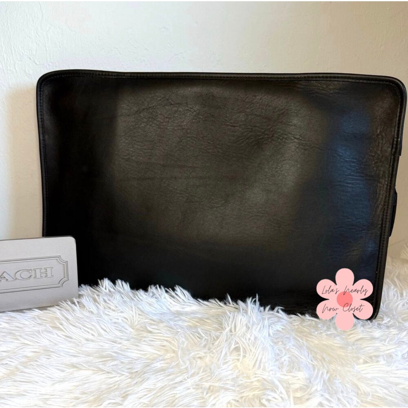 Vintage Coach 5225 Black Leather Document Laptop Portfolio Brief Case USA 1995