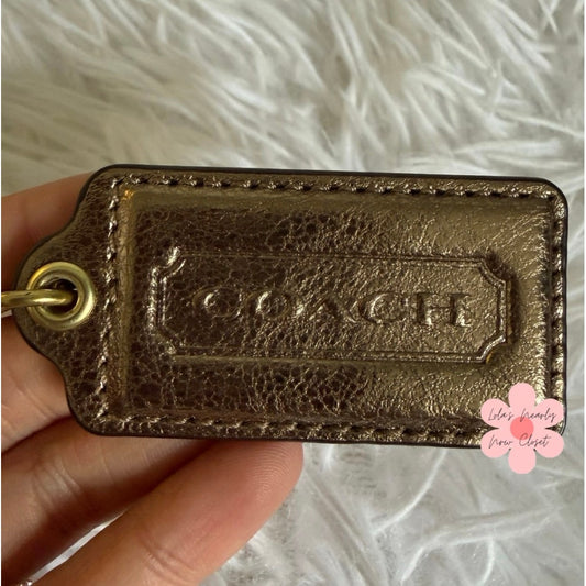 2" COACH Bronze Fob Bag Charm Hang tag Hangtag