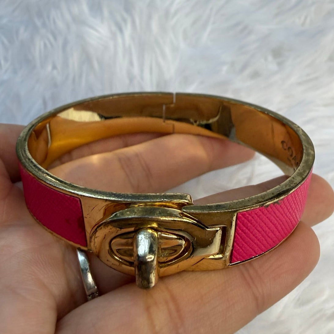 COACH Leather Turn Lock Hinges Bangle Bracelet