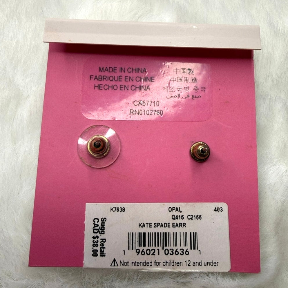 KATE SPADE New York Gold Plated Opal Glitter Small Squared Stud Earrings