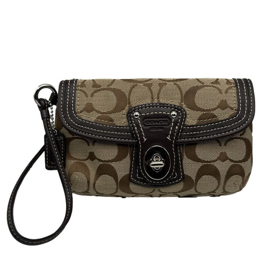 COACH Brown Signature Canvas Wristlet