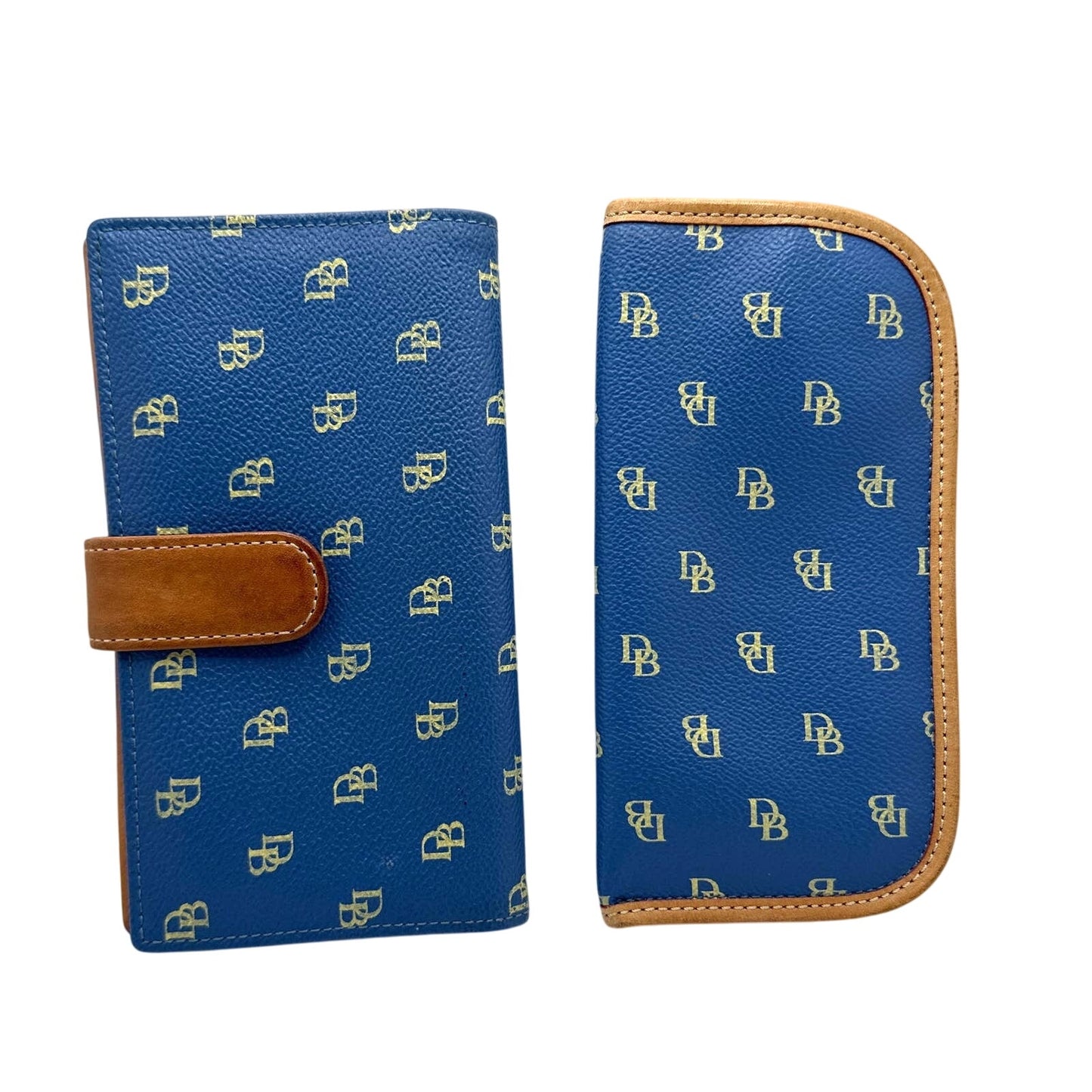 DOONEY & BOURKE Blue and Tan Signature Checkbook Wallet & Sunglasses holder