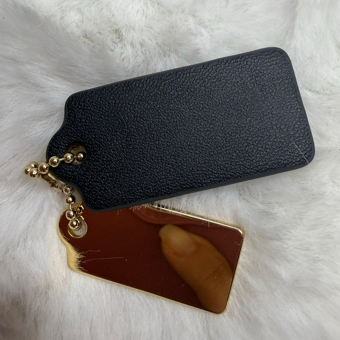 1.5" COACH Black Gold Hang Tag Key Fob Bag Charm Set