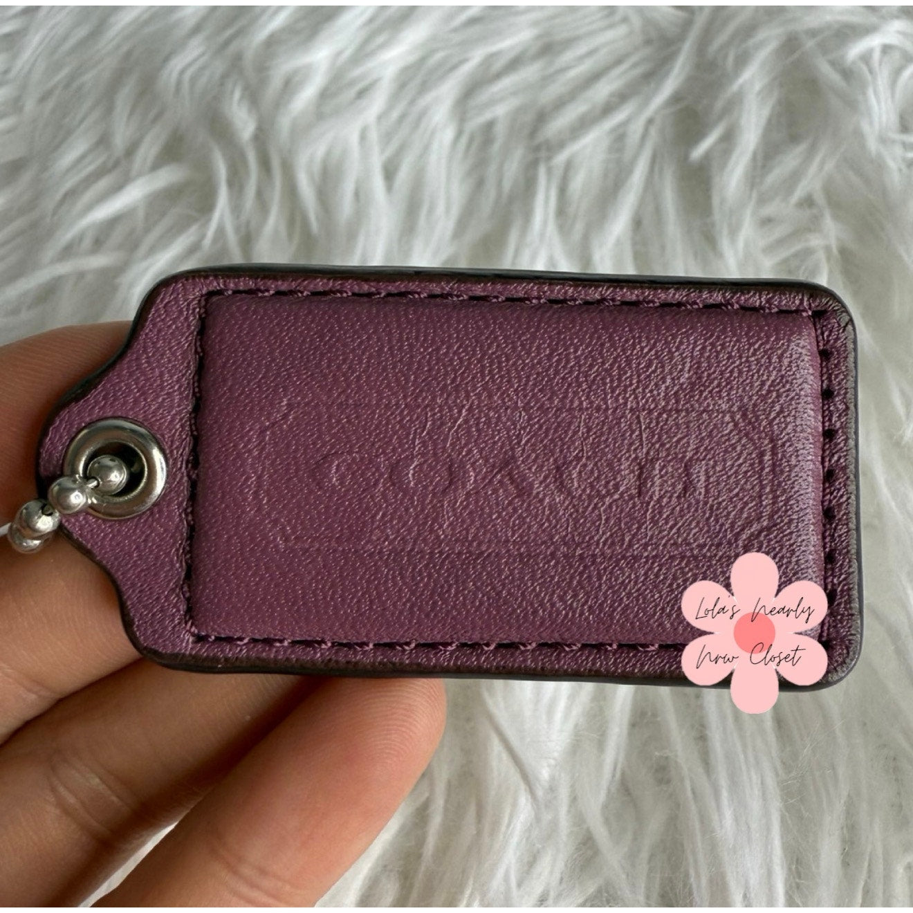 2" COACH Purple  Fob Bag Charm Hang tag Hangtag