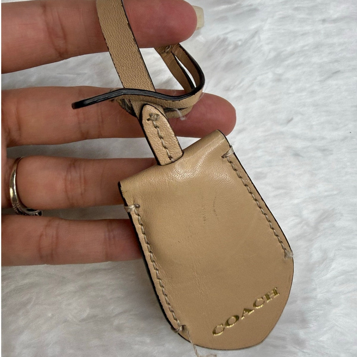 Coach Tan Ring Bag Charm Key Fob