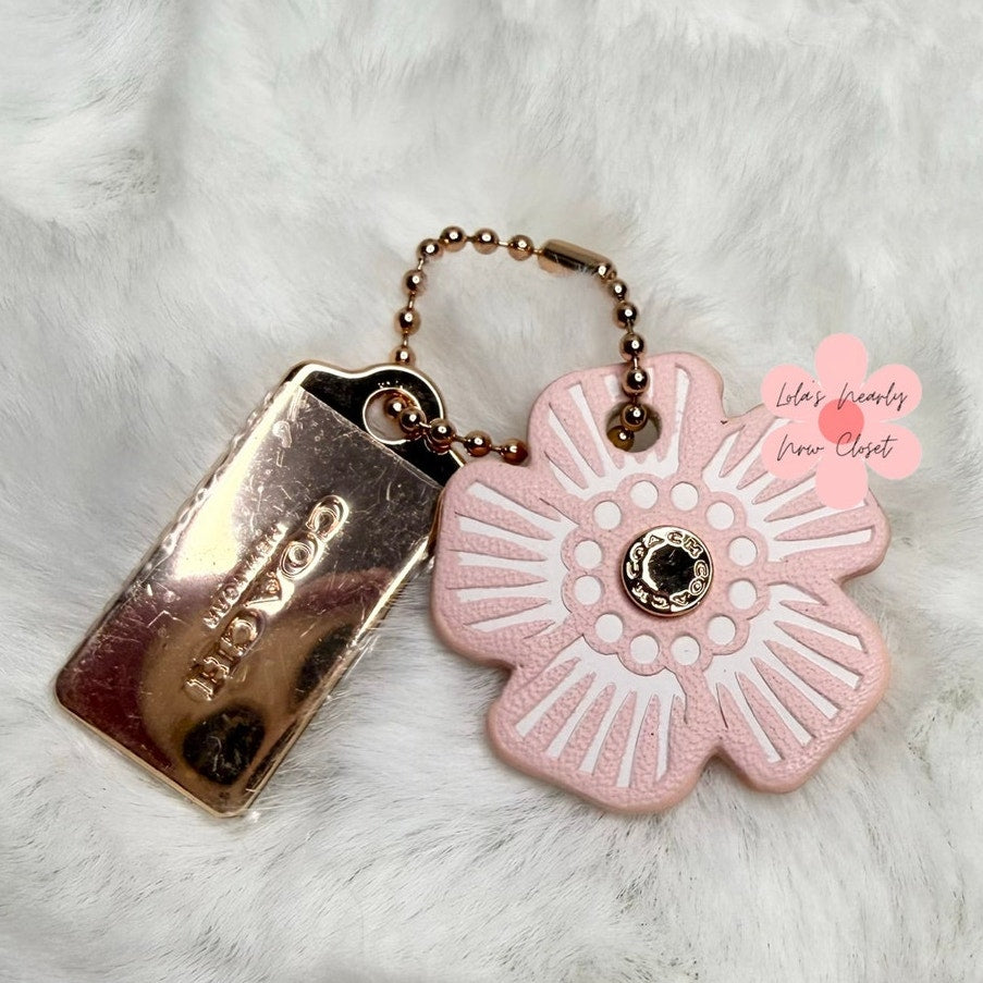 1" COACH Gold Tea Rose Flower Floral Bag Charm Hang Tag