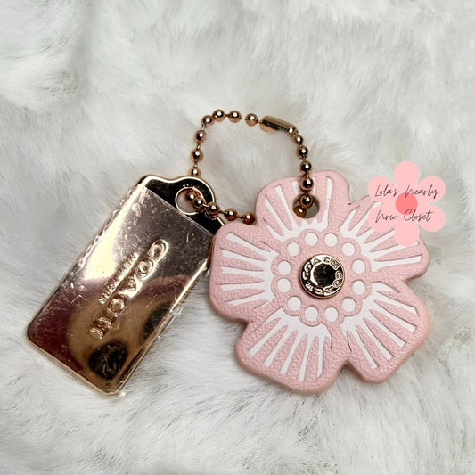 1" COACH Gold Tea Rose Flower Floral Bag Charm Hang Tag