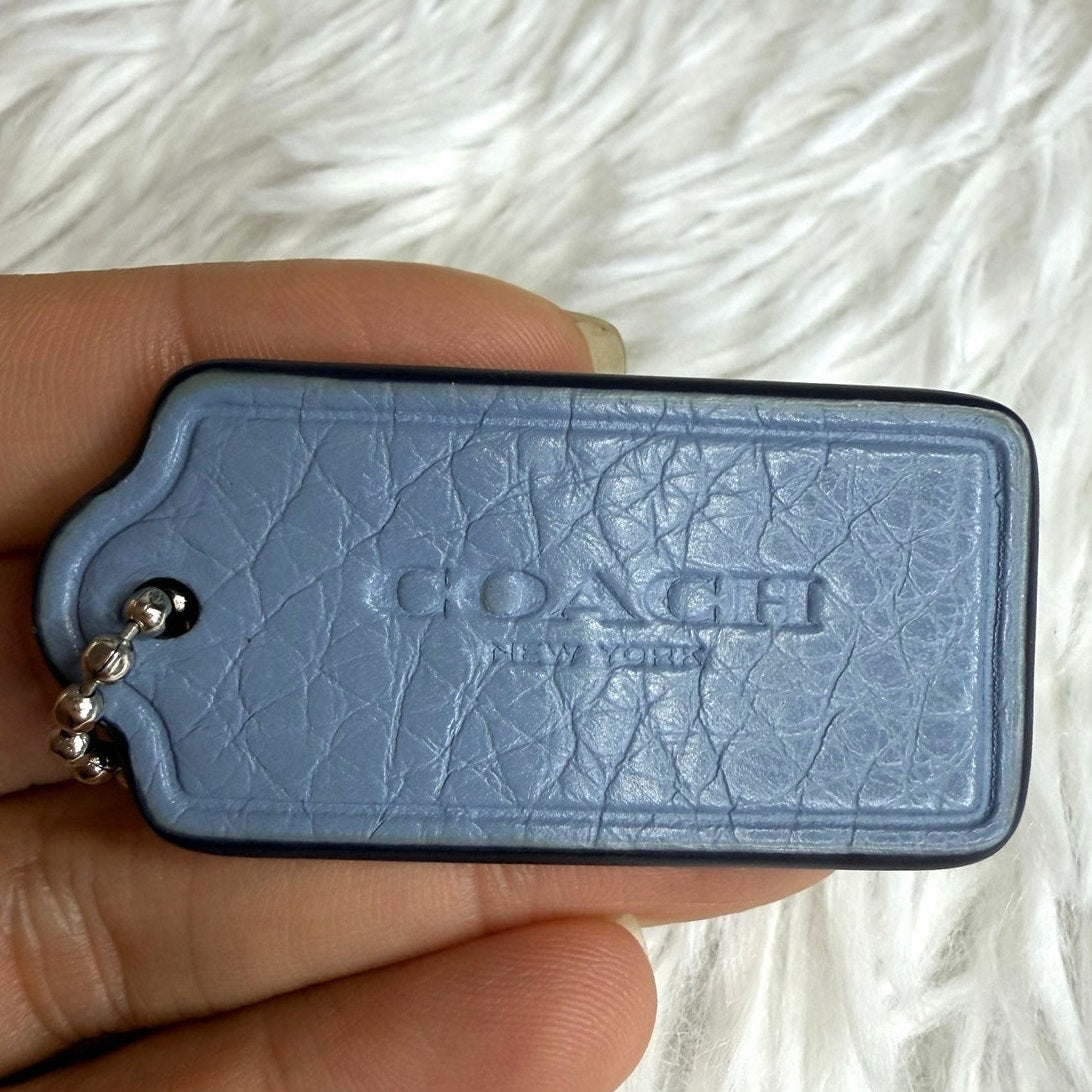 1.5" COACH Light Blue Fob Bag Charm Hang tag Hangtag