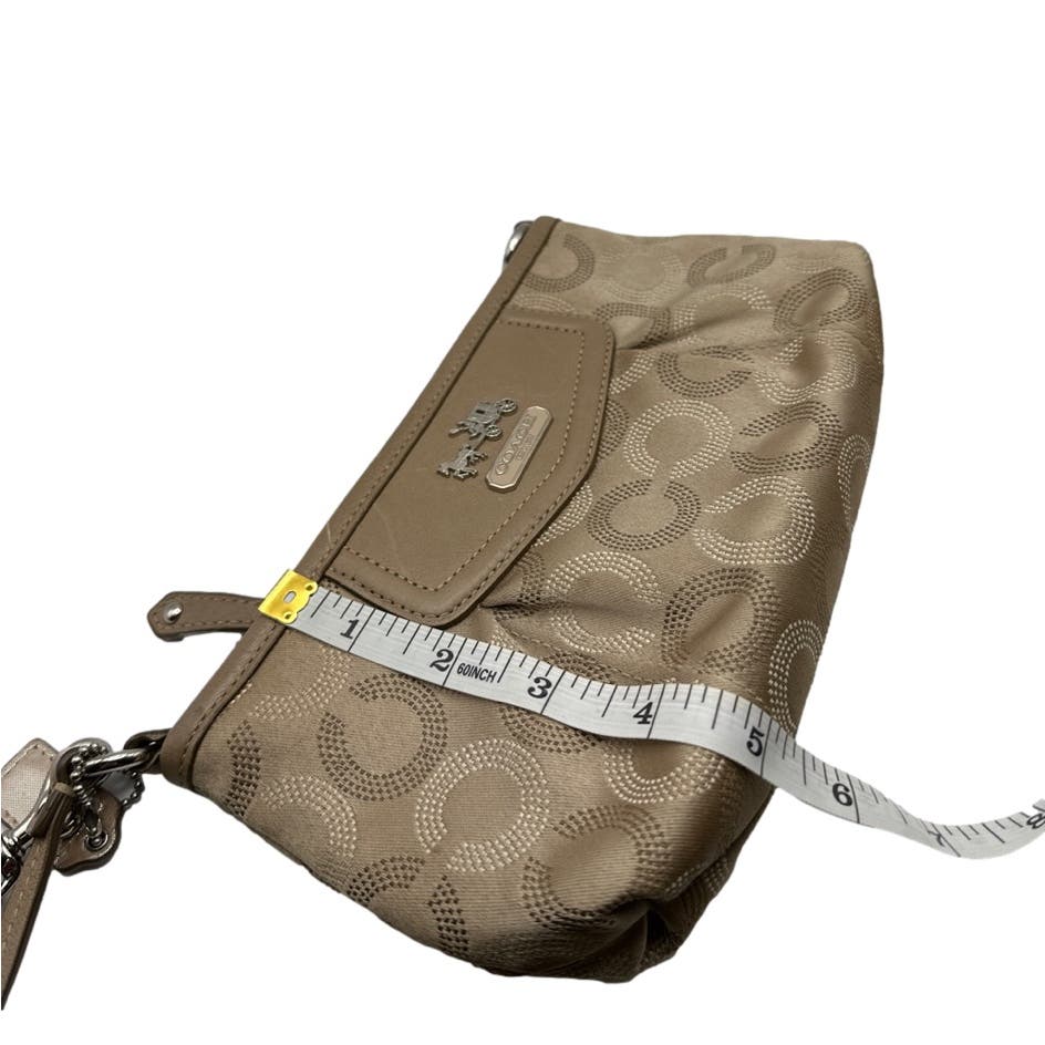 COACH Taupe Signature Canvas Wristlet / Mini Purse