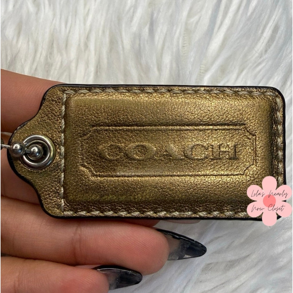 2" COACH Bronze Fob Bag Charm Hang tag Hangtag