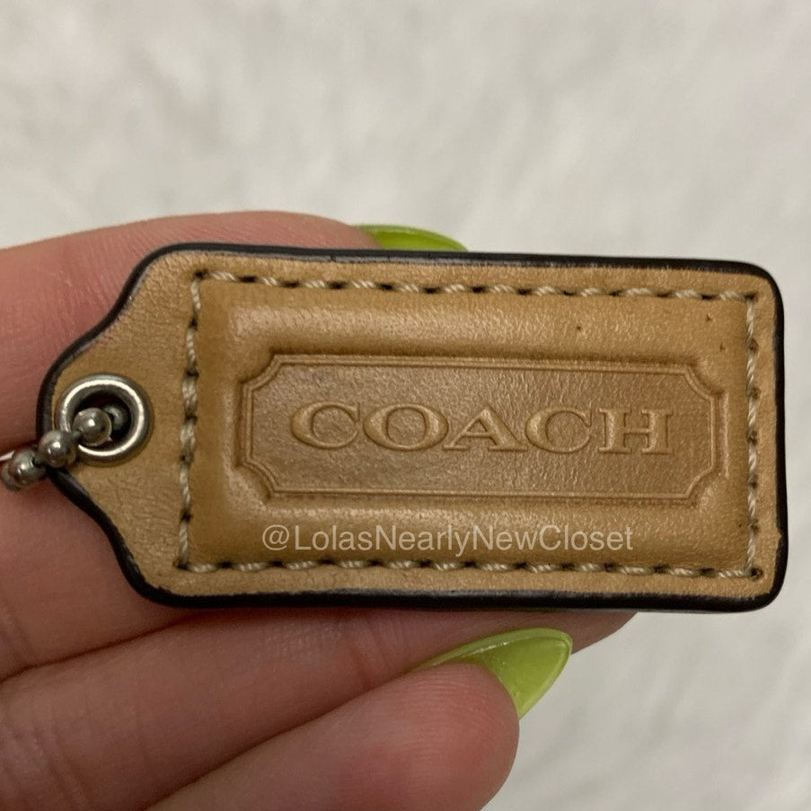 1.5" COACH Tan Fob Bag Charm Hang tag Hangtag