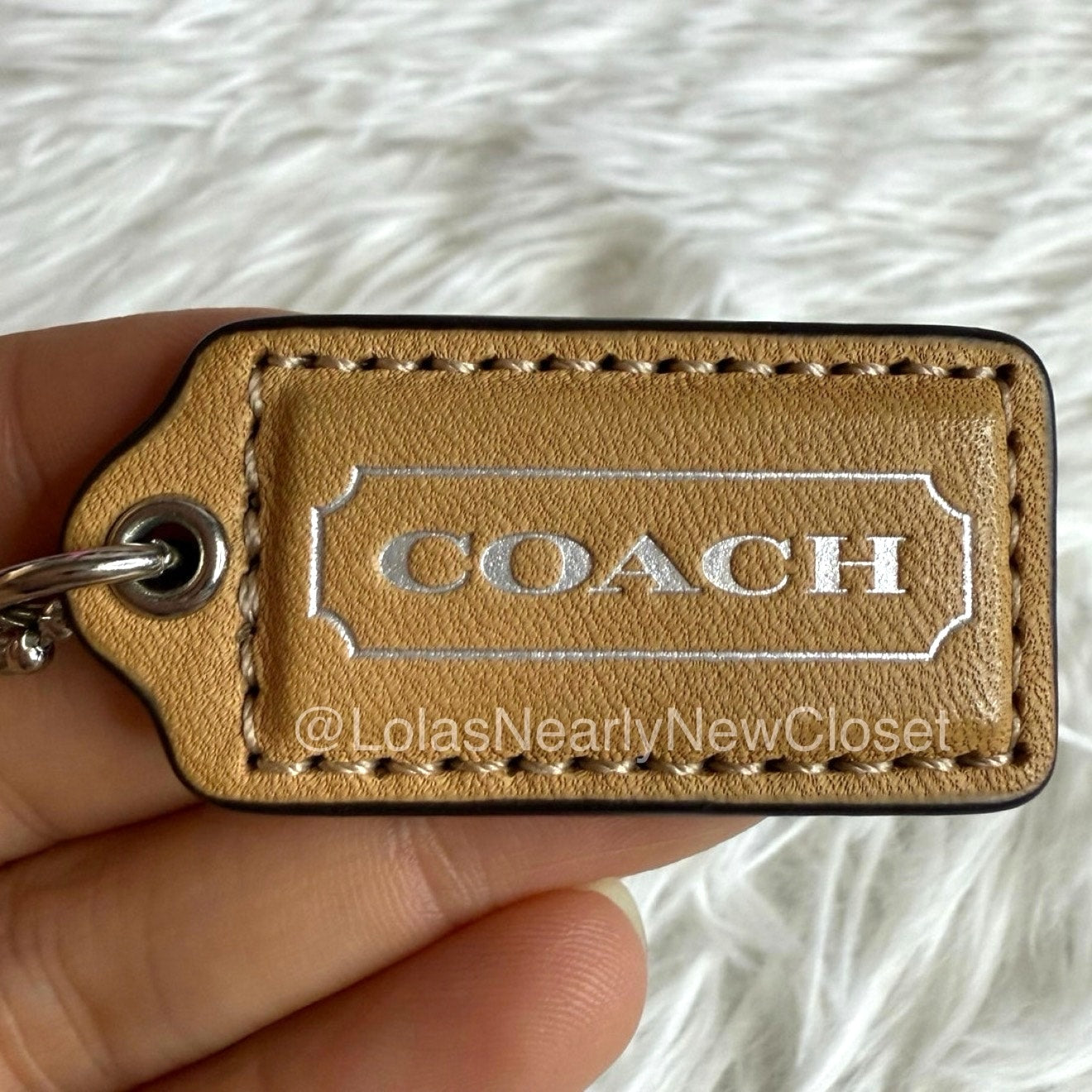 1.5" COACH Tan Fob Bag Charm Hang tag Hangtag