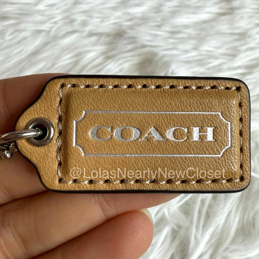 1.5" COACH Tan Fob Bag Charm Hang tag Hangtag