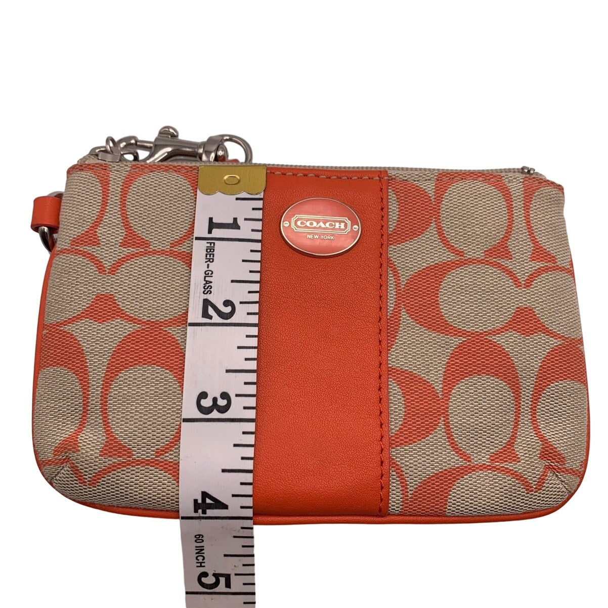 COACH Orange Signature Canvas Wristlet