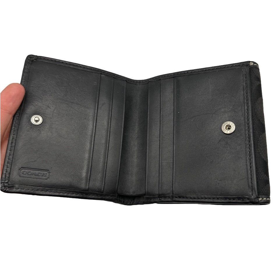 y2k COACH Black Signature Canvas Wallet