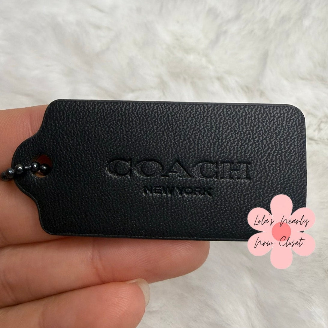 2" COACH Black Fob Bag Charm Hang tag Hangtag