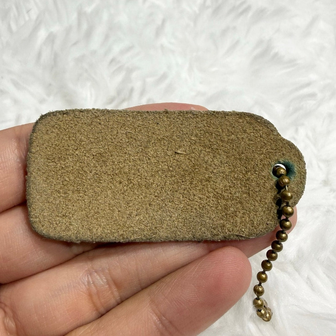 2" Vintage COACH Lightweight Khaki Fob Bag Charm Hang tag Hangtag