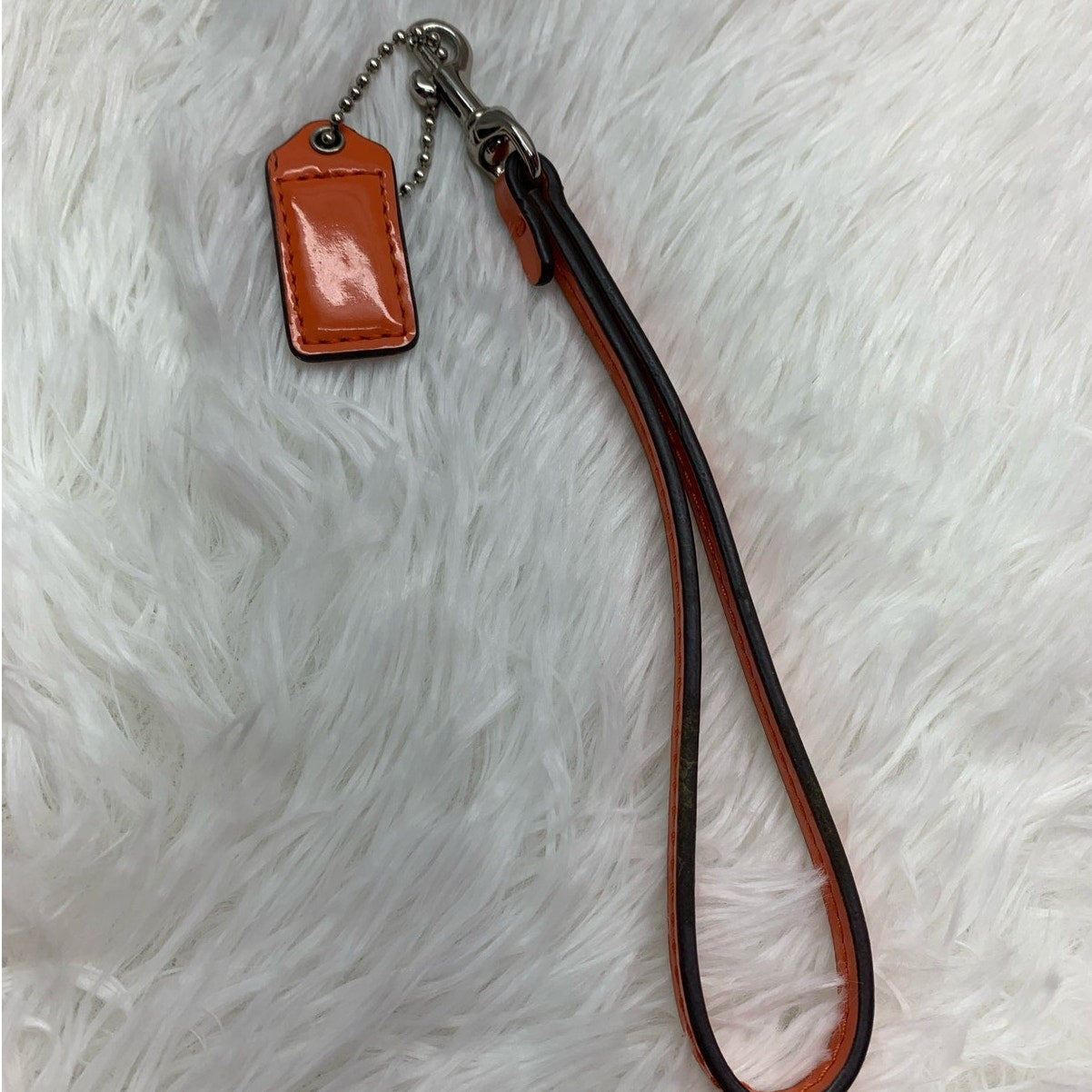 COACH Orange Patent Leather Replacement Hangtag Hang tag and Wristlet Strap