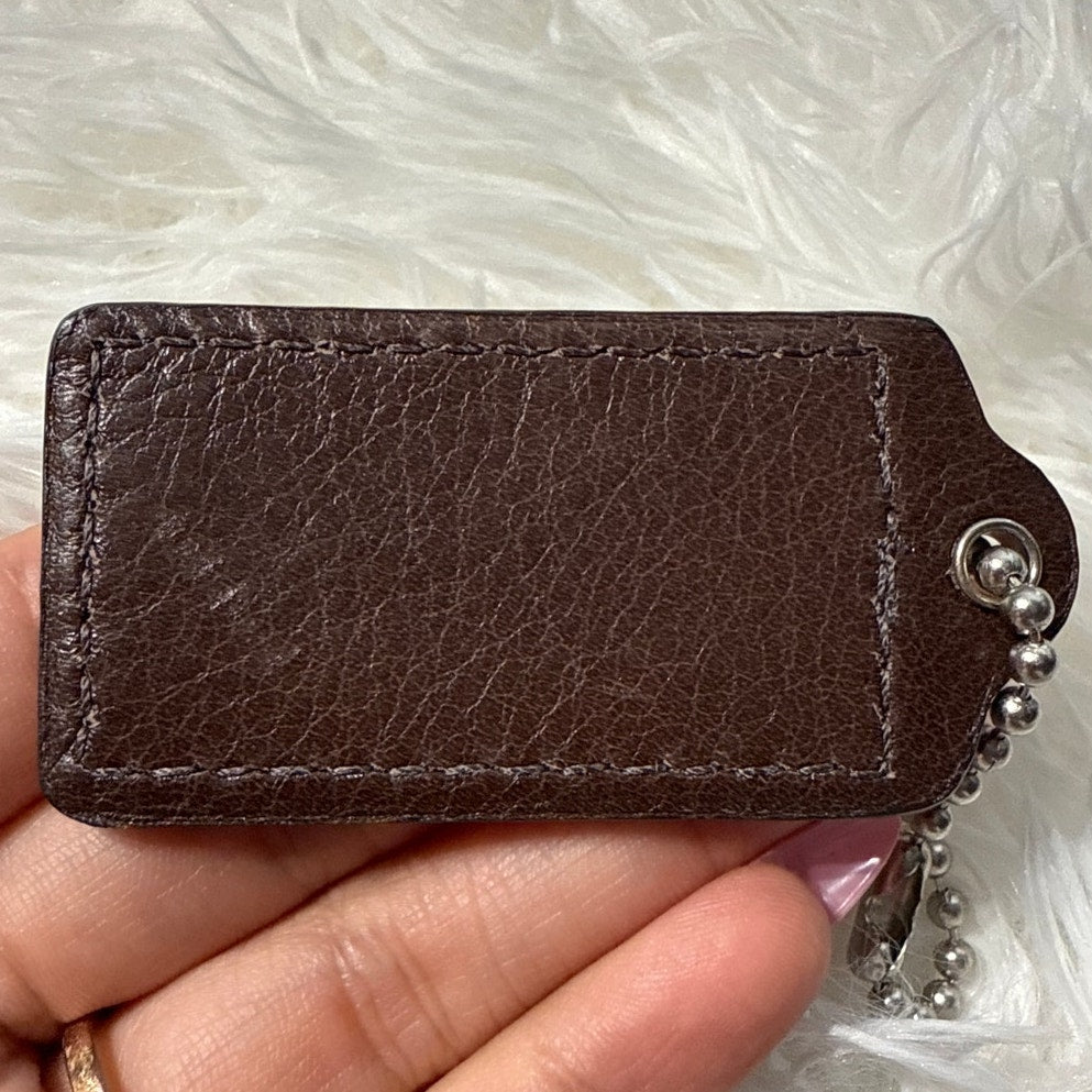 2" COACH Brown Fob Bag Charm Hang tag Hangtag