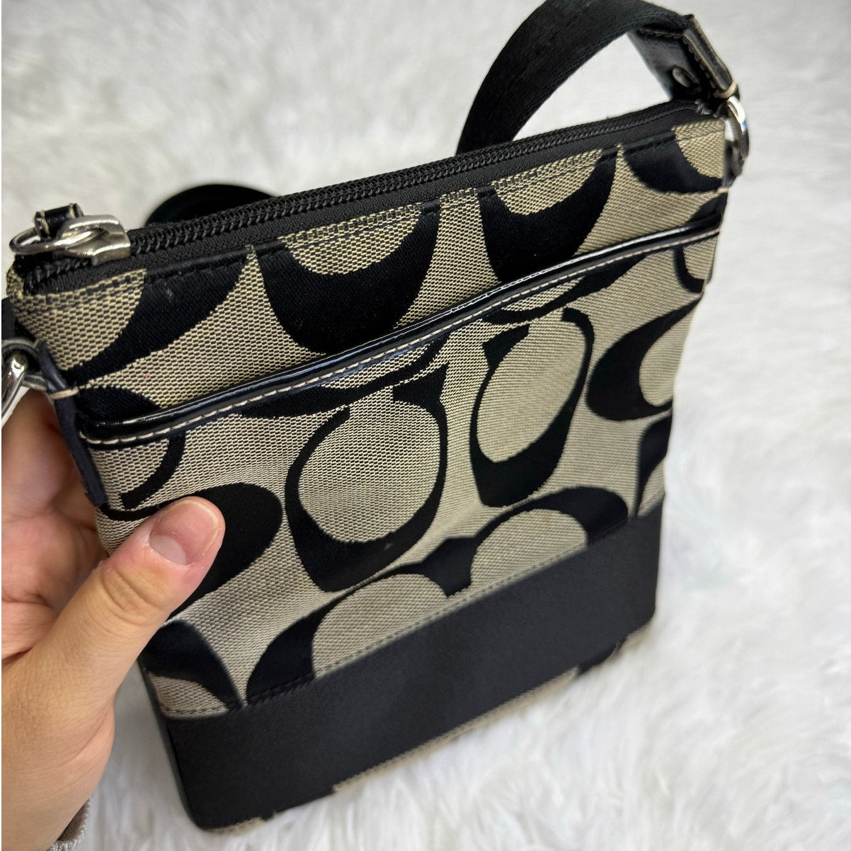 COACH Black Gray Classic Signature Crossbody