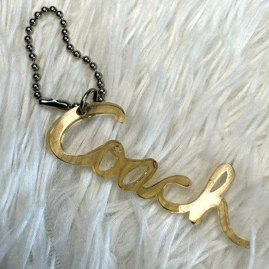 3" COACH Poppy Script Fob Bag Charm Hang tag Hangtag
