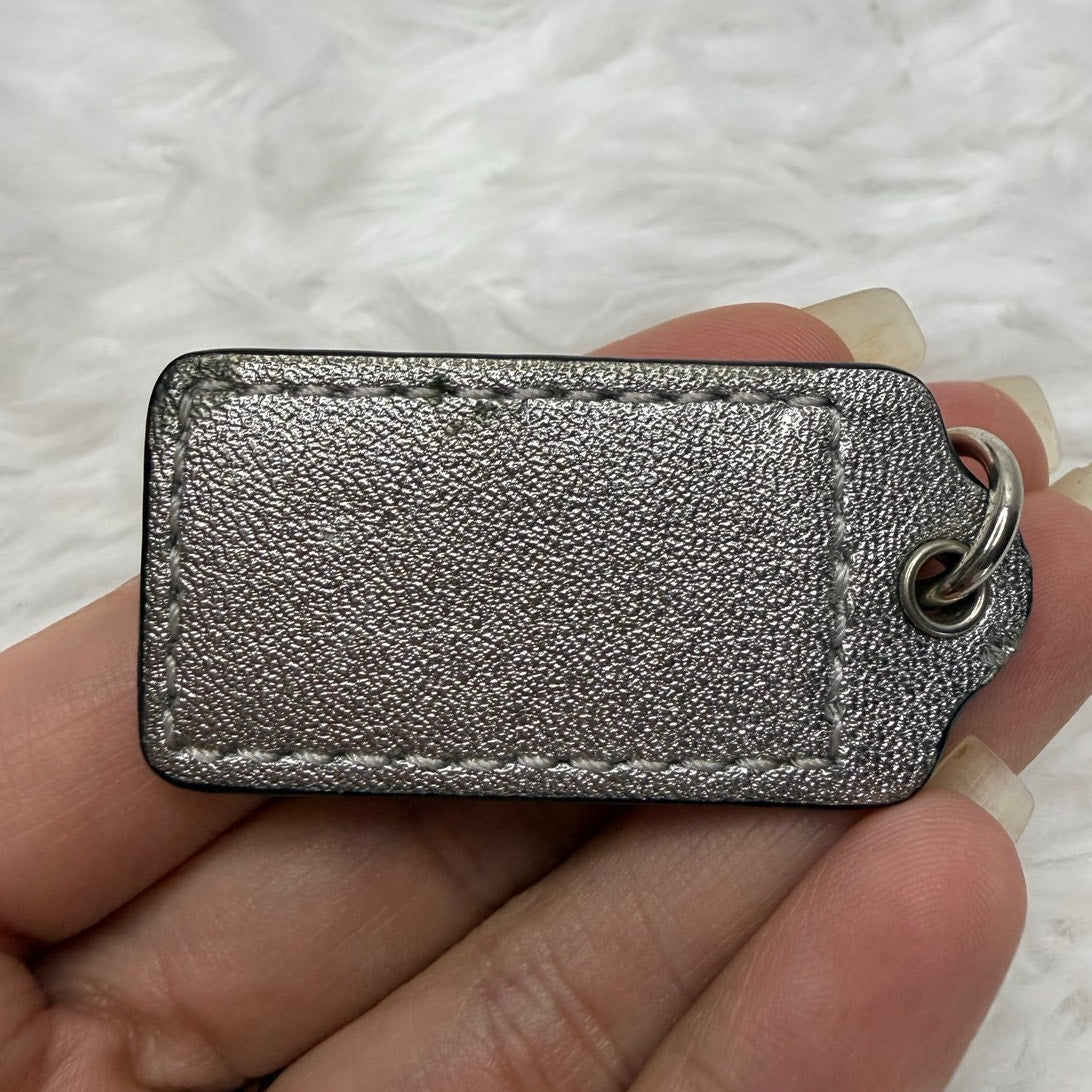 1.5" COACH Silver Fob Bag Charm Hang tag Hangtag