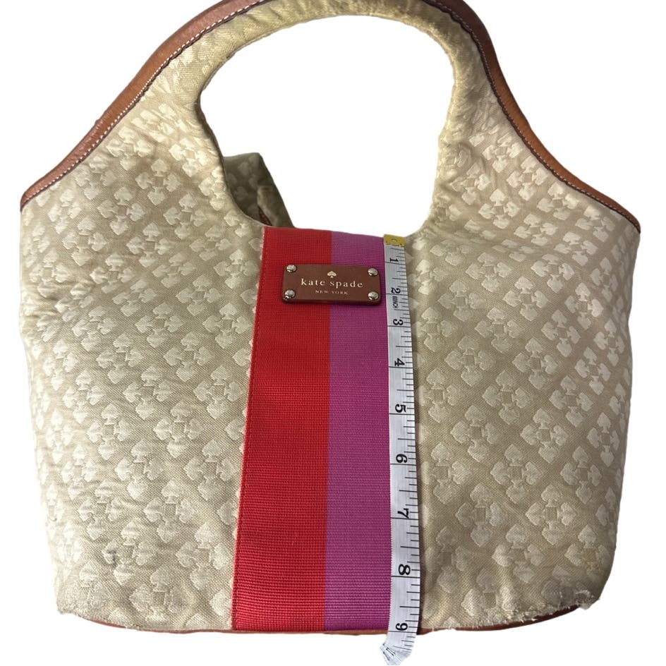 Kate Spade New York Brown, Tan, and Red Canvas Tote