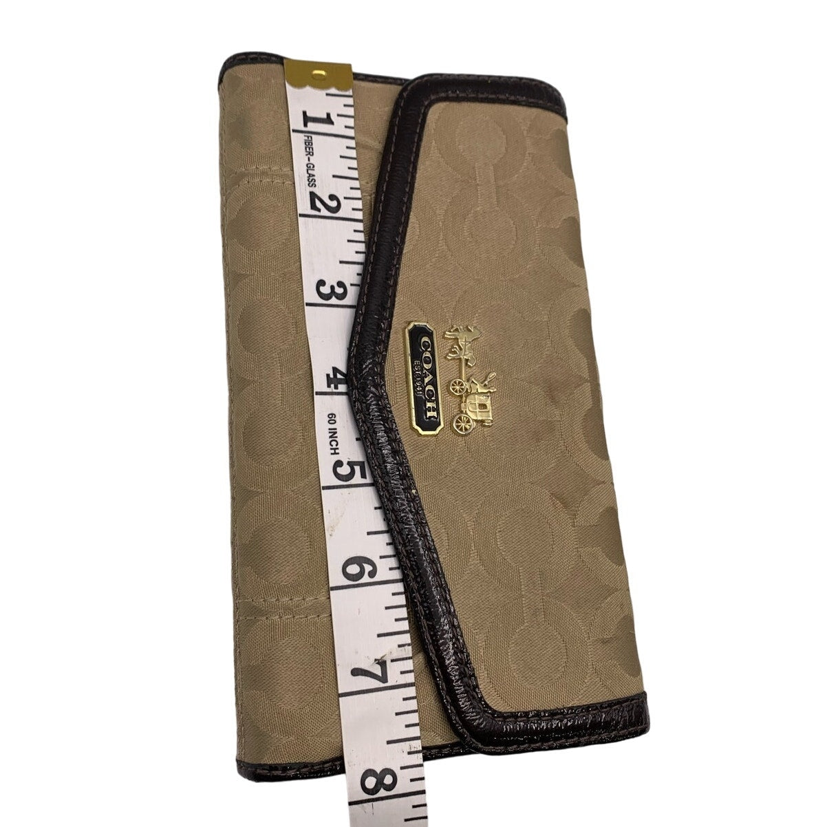 COACH Brown Khaki Canvas Signature Wallet