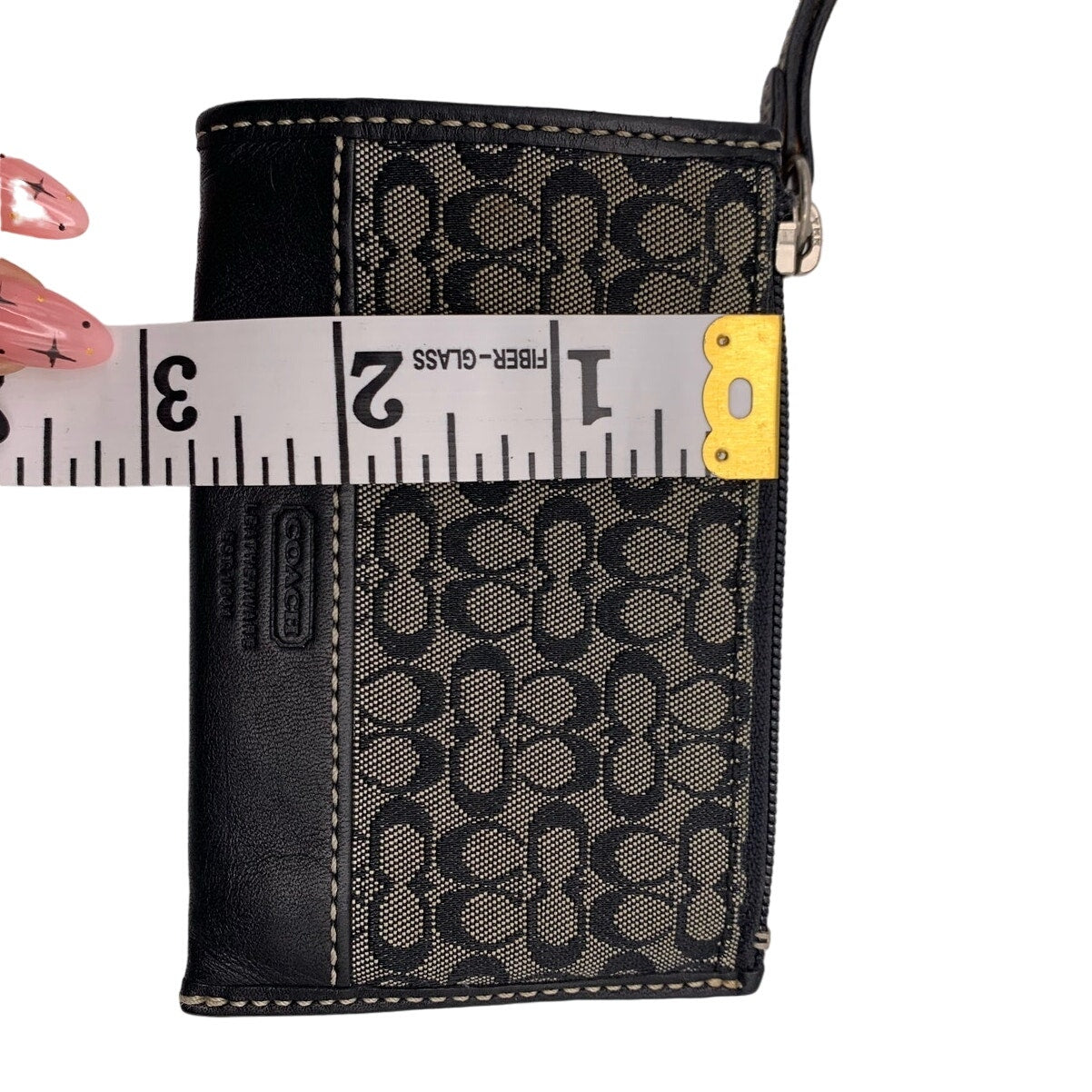 COACH Black and Gray Signature Canvas Coin Purse