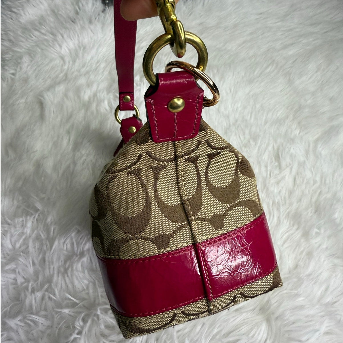 y2k COACH Legacy Stripe Signature Canvas  Mini Purse Shoulder Bag Wristlet