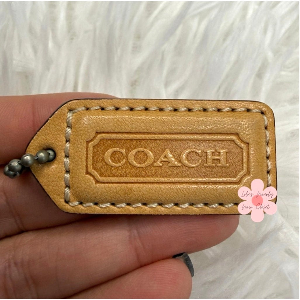 1.5" y2k COACH Vintage Tan Fob Bag Charm Hang tag Hangtag