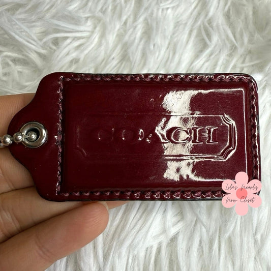 2.5" COACH Burgundy Fob Bag Charm Hang tag Hangtag