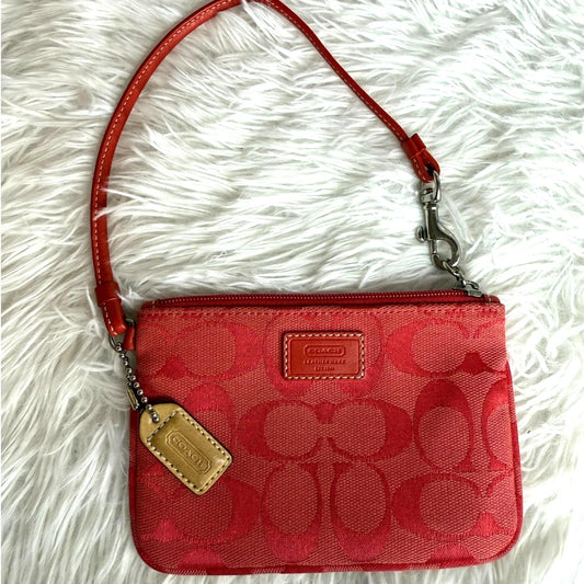 COACH y2k Soho Red Signature Canvas Wristlet