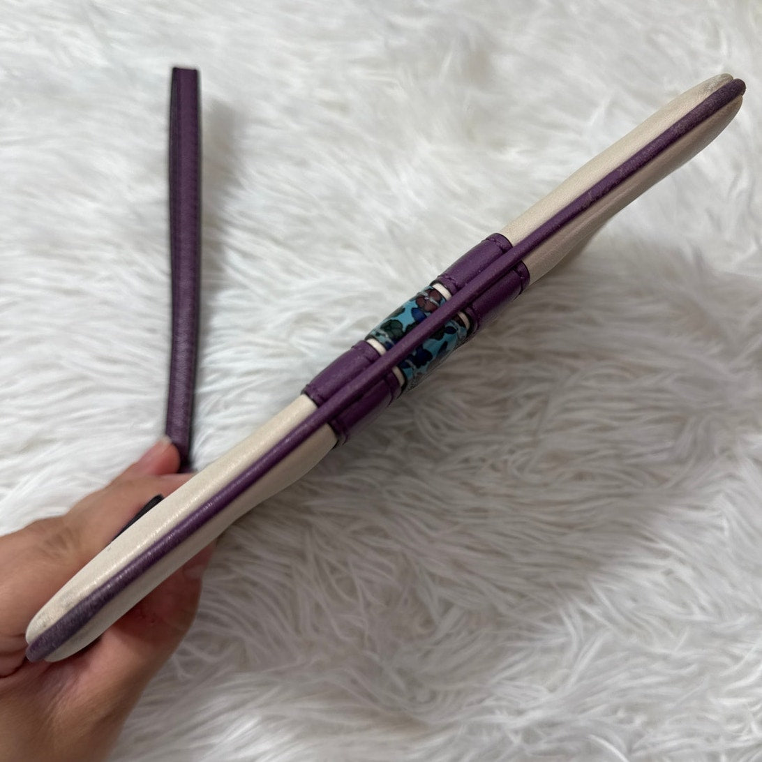 COACH Cream Purple Floral Wristlet