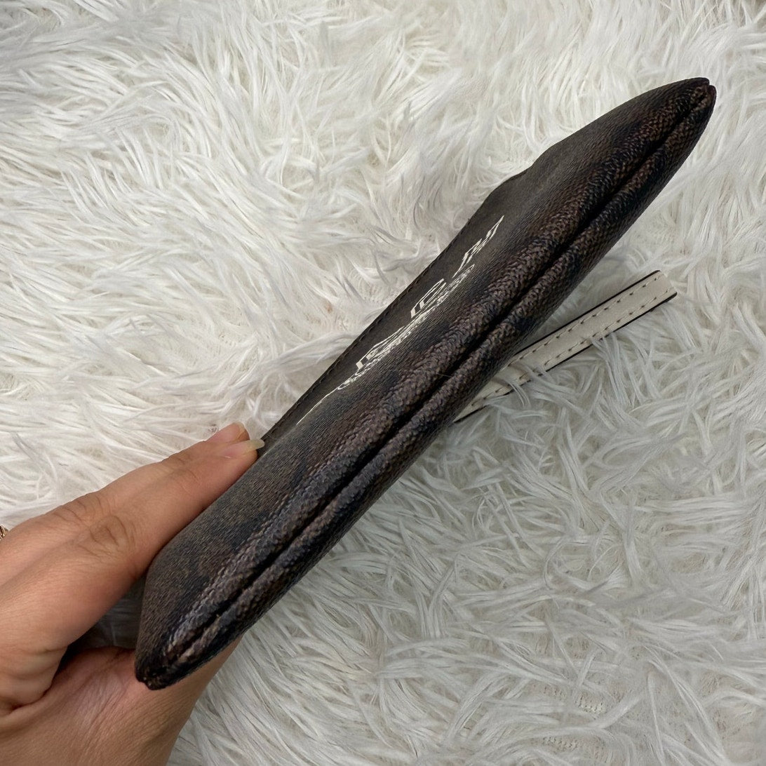 COACH Brown Coated Canvas Wristlet