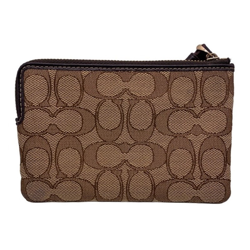 SALE COACH Brown Signature Canvas Wristlet